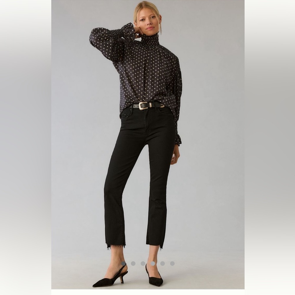 MOTHER Insider Crop Two Step Fray in Not Guilty BLACK Size 25 Y22